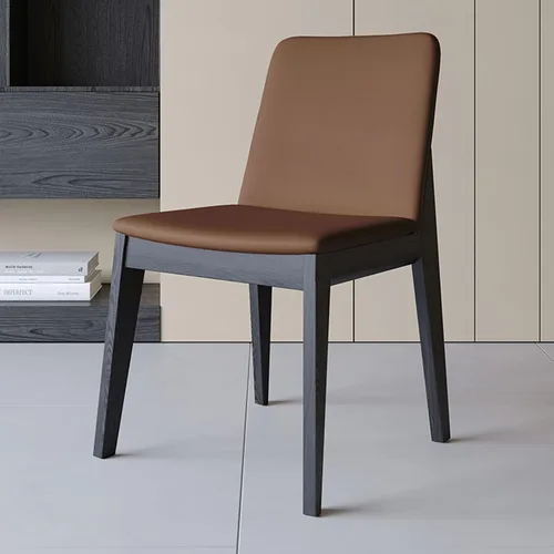 Miniatura 30 de Sillas de comedor tapizadas gruesas, sillas de cocina modernas de madera sólida, sillas de comedor tapizadas de cuero con marco minimalista, muebles