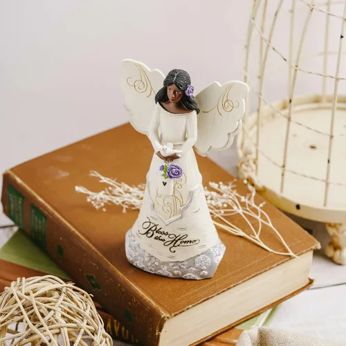 Miniatura 6 de Pavilion Gift Company 82433 Bless This Home - Figura de ángel ébano de 6 pulgadas, color crema