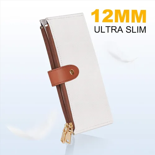 Miniatura 7 de Travelambo Billeteras de cuero para mujer, delgada, con bloqueo RFID, billetera plegable para tarjetas de crédito, Marrón beige