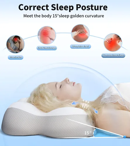 Miniatura 2 de Almohada cervical para cuello y hombro, almohada ergonómica para dormir lateral para soporte del cuello, almohadas de espuma viscoelástica