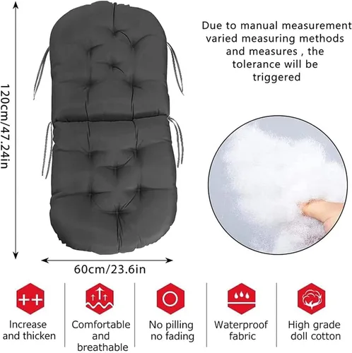 Miniatura 2 de Cojín giratorio para mecedora, lavable y resistente a los rayos UV, alfombrilla de cojín para silla mecedora reclinable, silla mecedora, cojín Gris