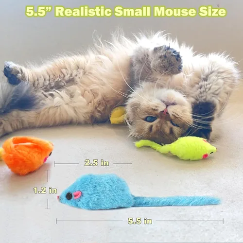 Miniatura 3 de MeoHui 12 juguetes de sonajero para gatos, también con hierba gatera precargada, tamaño corporal de ratones de 2.36 pulgadas, juguetes de piel