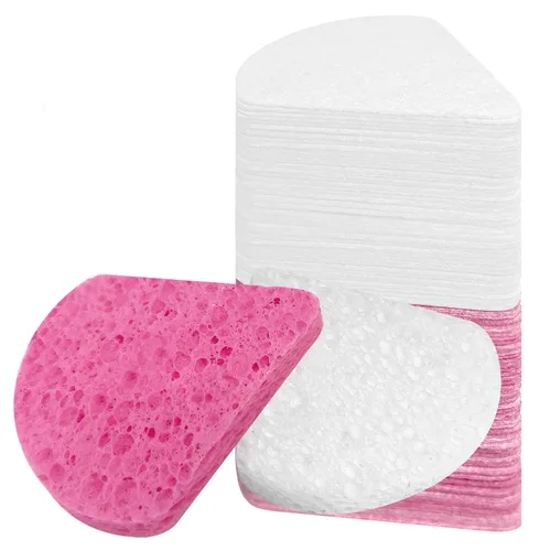 Miniatura 11 de 60 esponjas faciales comprimidas triangulares, esponjas cosméticas 100% naturales para limpieza facial para limpieza facial diaria, mascarilla