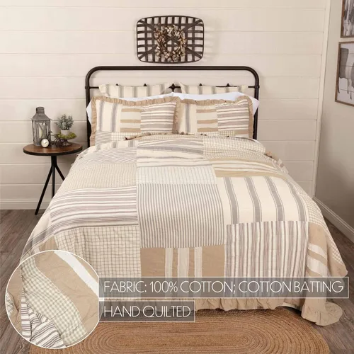 Miniatura 3 de VHC Brands Grace Quilt, Queen, 90 x 90 pulgadas, color crema
