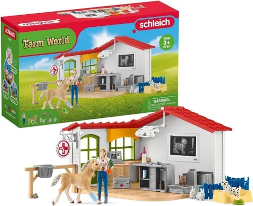Miniatura 16 de Schleich Farm World - Juego de 6 piezas de perrera de juguete con Golden Retrievers para niños. Juguetes de animales de granja para niños y niñas.