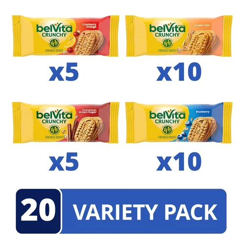 Miniatura 3 de Belvita - Galletas de desayuno en barra, paquete surtido de 4 sabores, 30 paquetes en total, 6 cajas (4 galletas por paquete)