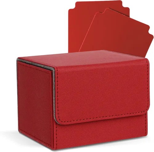 Miniatura 15 de MTG - Caja de cubierta con 2 divisores, caja de gran capacidad para más de 80 tarjetas de doble manga, funda de piel sintética compatible con Magic