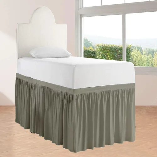 Miniatura 21 de Falda de cama larga de 42 pulgadas con caída de 42 pulgadas, patrón de volantes, falda de cama para dormitorio universitario, esquinas divididas