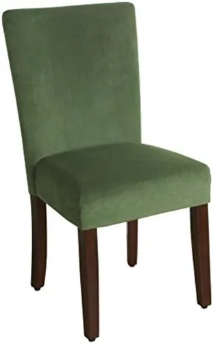 Miniatura 216 de Homepop Silla de comedor con detalles festoneados, sillas de comedor Parsons tapizadas, muebles decorativos para el hogar, tejido gris claro
