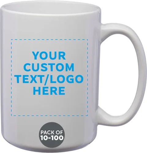 Miniatura 11 de DISCOUNT PROMOS Tazas de café de cerámica grandes personalizadas de 15 onzas, juego de 10/50/100, paquete personalizado a granel, perfecto