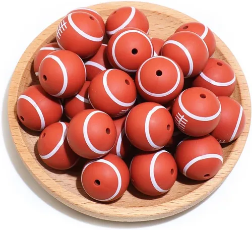 Miniatura 12 de 36 cuentas de silicona para fabricación de llaveros de 0.47 pulgadas y 0.59 pulgadas a granel de béisbol, baloncesto, fútbol, deporte, focal