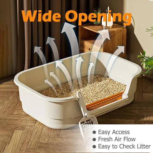 Miniatura 4 de Caja de Arena Extra Grande para Gatos con Lados Altos, Cajas de Arena para Gatos de Interior, Bandeja de Arena para Gatito, Caja de Arena