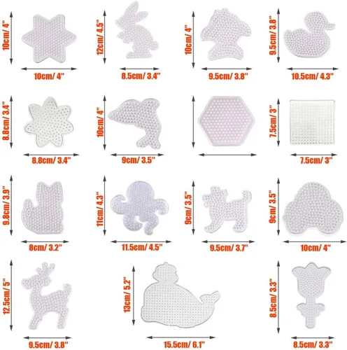 Miniatura 3 de Paquete de 22 tableros de cuentas fusibles de 0.197 in, tableros de clavijas de plástico transparente con 6 pinzas de cuentas blancas, 10 papel