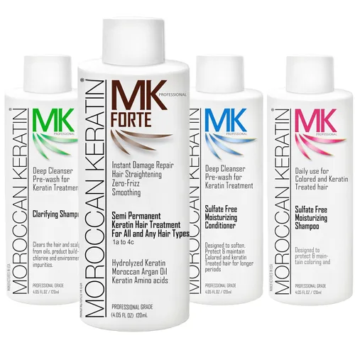 Miniatura 5 de Tratamiento capilar de queratina brasileña Moroccan Keratin, set de 4 de 4 fl oz, fórmula profesional para salones