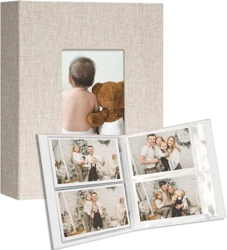 Miniatura 27 de Vienrose Álbum de fotos pequeño de 4 x 6 pulgadas, paquete de 2 mini libros de fotos con cubierta de lino, 26 páginas con capacidad para 52 Azul