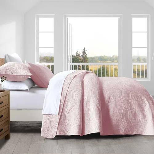 Miniatura 2 de Boryard Juego de edredón King de 3 piezas, colcha ligera y suave (104 x 90 pulgadas) con 2 fundas de almohada (20 x 36 pulgadas), color rosa Rosa