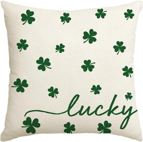 Miniatura 8 de AVOIN colorlife Funda de almohada de trébol de la suerte del día de San Patricio, 18 x 18 pulgadas, funda de cojín verde trébol para decoración