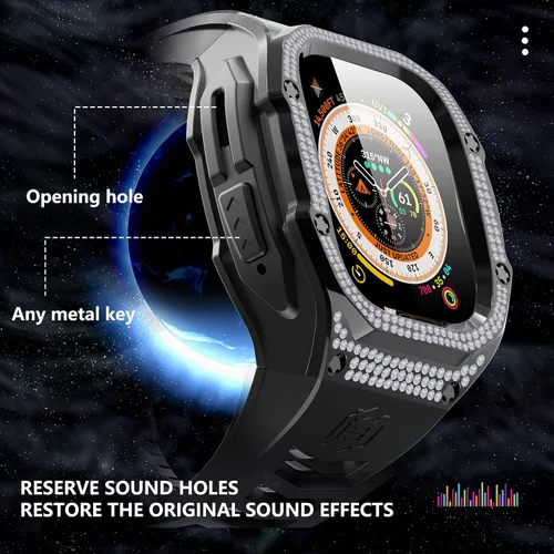 Miniatura 4 de VeveXiao - Funda resistente con correa compatible con Apple Watch Ultra 2 bandas de 49mm, funda protectora de metal con correa de repuesto de goma
