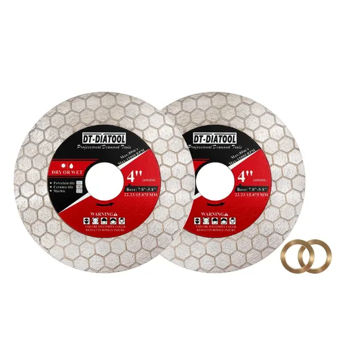 Miniatura 7 de DT-DIATOOL Disco de corte de azulejos de hoja de sierra de diamante de 4 pulgadas para amoladora angular de eje de 7/8 "- 5/8" para cortar