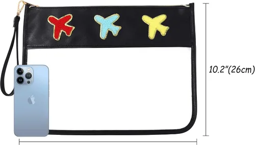 Miniatura 2 de TopTTanBo Bolsa transparente de chenilla con letras, multiusos, transparente, impermeable, para aperitivos, maquillaje, con correa para la muñeca