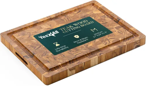 Miniatura 14 de Yes4All Tablas de cortar de acacia duraderas para cocina, [17''L x 13''A x 1.5" de grosor] Tabla de cortar de veta final mediana, tablas de cortar
