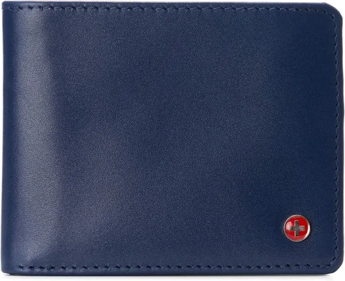 Alpine Swiss Cartera plegable RFID Connor para hombre, de piel lisa, viene en una caja de regalo