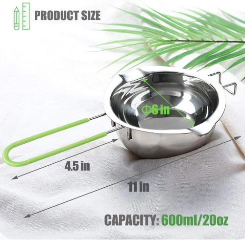 Miniatura 3 de Caldera doble de acero inoxidable con espátula de silicona, olla para derretir chocolate con mango resistente al calor para derretir chocolate, Verde