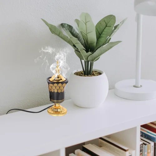 Miniatura 2 de Quemador eléctrico de incienso estilo Oriente Medio, cerámica con enchufe, para aromaterapia, Bakhoor, quemador para el hogar, yoga, meditación