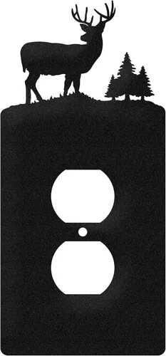 Miniatura 10 de SWEN Products Deer Wildlife - Cubierta para placa de pared (interruptor doble, negro)