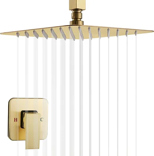 Miniatura 8 de Sistema de ducha de techo negro, grifo de ducha de lujo, mezclador de lluvia, sistema de cabezal de ducha de 10 pulgadas, negro mate con válvula