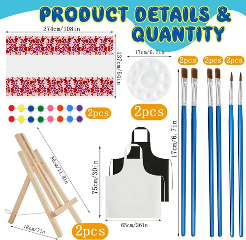 Miniatura 2 de Yeaqee Kit de 13 piezas para sorber y pintura para adultos, lienzo elástico, cita nocturna, San Valentín, kit de pintura, suministros de pintura