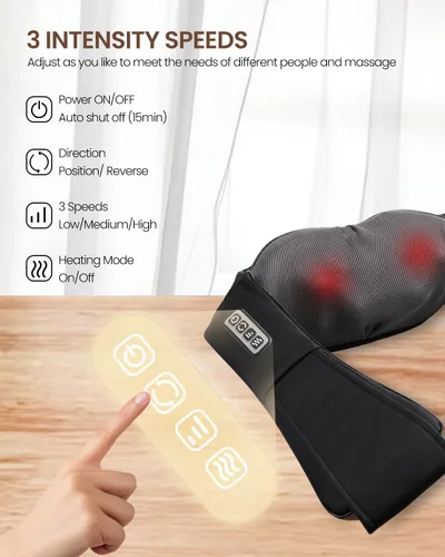 Miniatura 3 de DAILYLIFE Masajeador Shiatsu de cuello y espalda con calor, masajeador eléctrico de amasamiento profundo para dolor de cuello, hombros, cintura