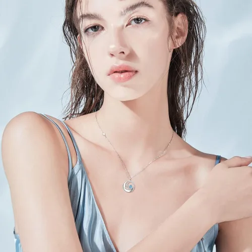 Miniatura 2 de FANCIME Collares de piedra natal para mujer, plata de ley 925, collar con colgante de luna y estrella, joyería fina, cumpleaños, aniversario, día