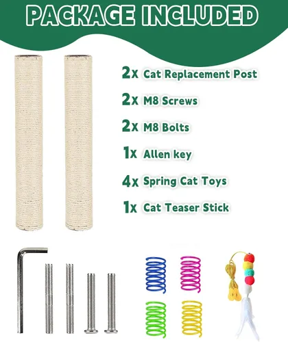Miniatura 6 de BNOSDM 2 piezas de repuesto para árbol de gato M8 de 15 x 2.75 pulgadas, piezas de repuesto para gatos de interior, cuerda de torre, postes