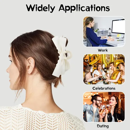 Miniatura 2 de Zkptops 4 pinzas para el cabello para mujeres y niñas, abrazaderas de satén para mujeres y niñas, bonitos pasadores de mandíbula antideslizantes