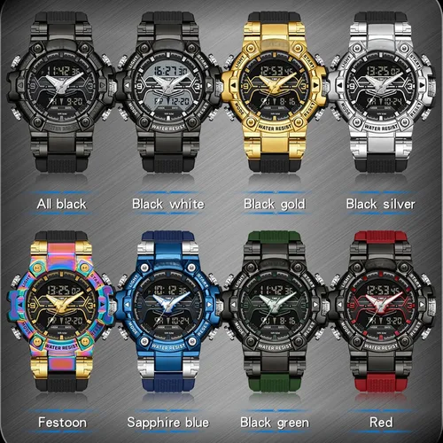 Miniatura 8 de findtime Relojes de diseñador genial para hombre, color azul, gran cara, relojes para hombres, electrónico único, deportivo, militar, audaz