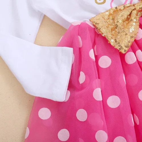 Miniatura 5 de ODASDO Vestidos de princesa de manga larga tutú de tul con lazo y lazo para niñas pequeñas