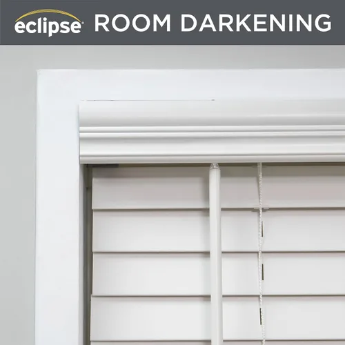 Miniatura 2 de Eclipse Persianas de madera falsa de 2 pulgadas, 33 x 72 pulgadas (ancho x largo) en blanco - Persianas sin cordón, certificadas como seguras
