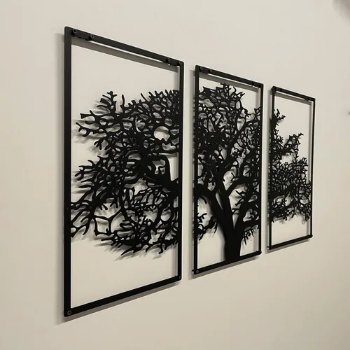 Miniatura 6 de Decoración de pared de metal de 3 piezas, arte de pared de metal, arte de pared imprimible, arte de pared grande, arte de pared extragrande, árbol