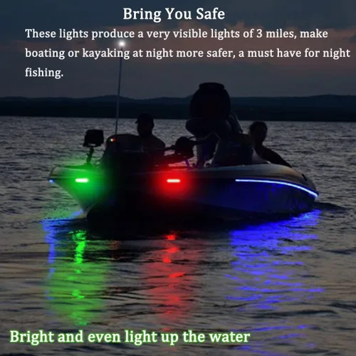 Miniatura 3 de Boaton Luces de Navegación para Barcos, Luces de Proa Súper Brillantes para Pesca Nocturna, Instalación Adhesiva Sin Perforación para Pontón Kayak