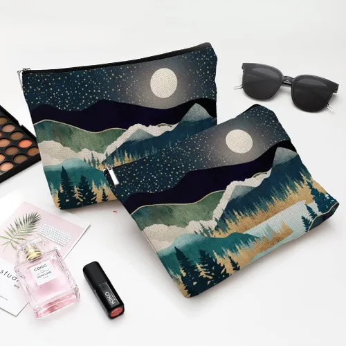 Miniatura 2 de Bolsa de maquillaje portátil de viaje bolsa de cosméticos impermeable organizador de artículos de tocador bolsa de almacenamiento bolsa con 1 Bosque