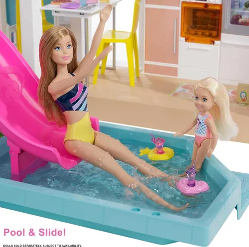 Miniatura 3 de Barbie DreamHouse versión 2,021 – Casa de muñecas grande (3.75 pies/1.14 m) con piscina, tobogán, ascensor, luces y sonidos, y accesorios para casa