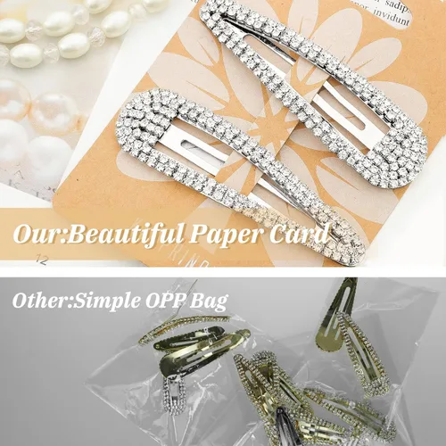 Miniatura 4 de KANPRINCESS Pinza para el pelo, 2 piezas de diamantes de imitación de 2.4 pulgadas, color plateado, pasadores de pelo para mujeres y niñas, novia