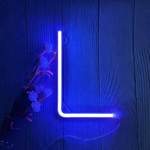 Miniatura 16 de ENUOLI Letreros de neón LED en azul con letras de neón para decoración de pared, luz nocturna, funciona con pilas o USB, letras de neón LED