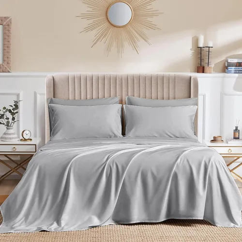 Miniatura 23 de CASA LINEN Alaskan King - Juego de sábanas de 4 piezas de 1000 hilos, juego de sábanas de lujo más suave de hasta 15 pulgadas de profundidad, 100%