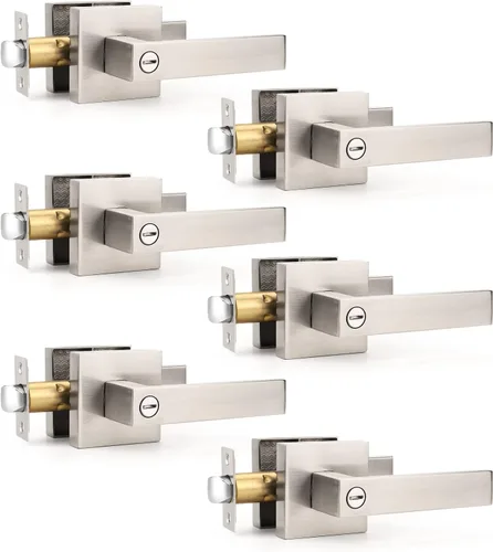 Miniatura 30 de Gobrico 1 paquete de manijas cuadradas de privacidad para puerta en acabado negro mate, manijas interiores sin llave, reversibles para puertas