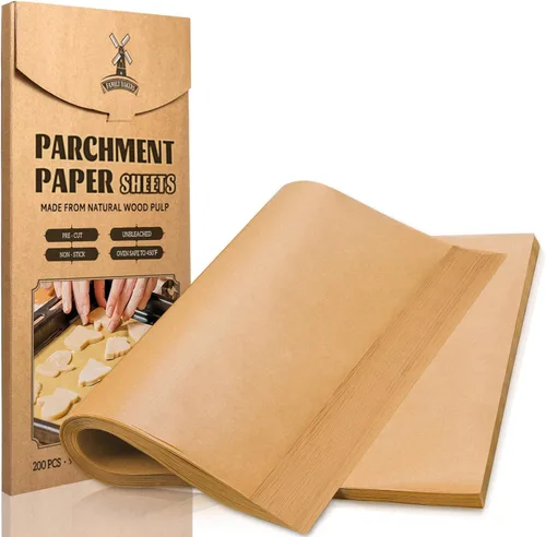 Miniatura 8 de Hiware 200 piezas de hojas de papel pergamino para hornear de 9x13 pulgadas, papel pergamino antiadherente precortado para hornear, cocinar, asar a