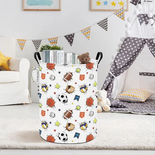 Miniatura 5 de Cesta de almacenamiento, cesta de lona plegable con revestimiento de polietileno impermeable, cestas de almacenamiento grandes para niños y niñas