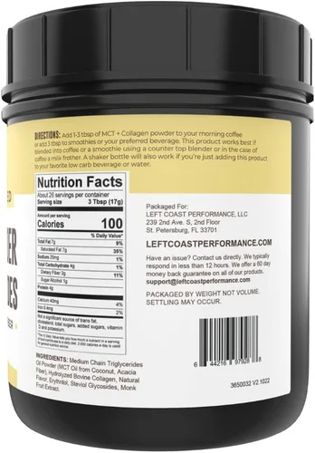 Miniatura 3 de MCT - Aceite en polvo con fibra de acacia y péptidos de colágeno, proteína de colágeno prebiótica, 0.35 onzas de MCT de cocos, crema de café keto