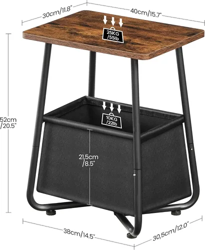 Miniatura 3 de CHOEZON Mesa auxiliar de guardería con cesta de tela extraíble, mesa auxiliar pequeña para espacios pequeños, mesita de noche para guardería, sofá